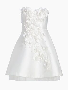 Floral Appliqué Strapless Cocktail Dress
